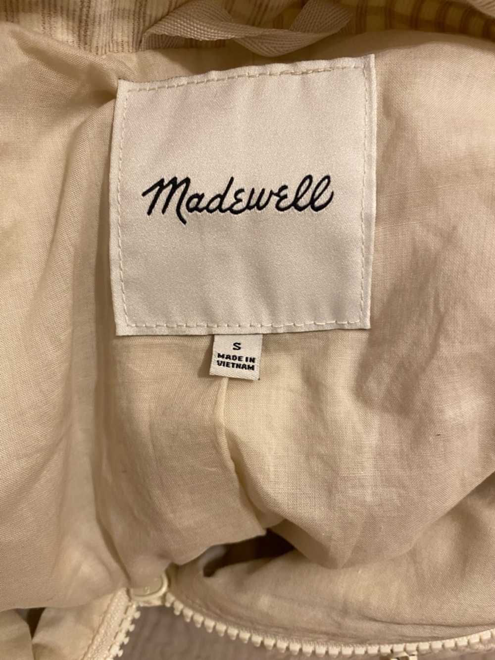 Madewell Sherpa Cream Zip-Front Jacket with Subtle Stripe Lining. Style NB256 - Picture 6 of 11